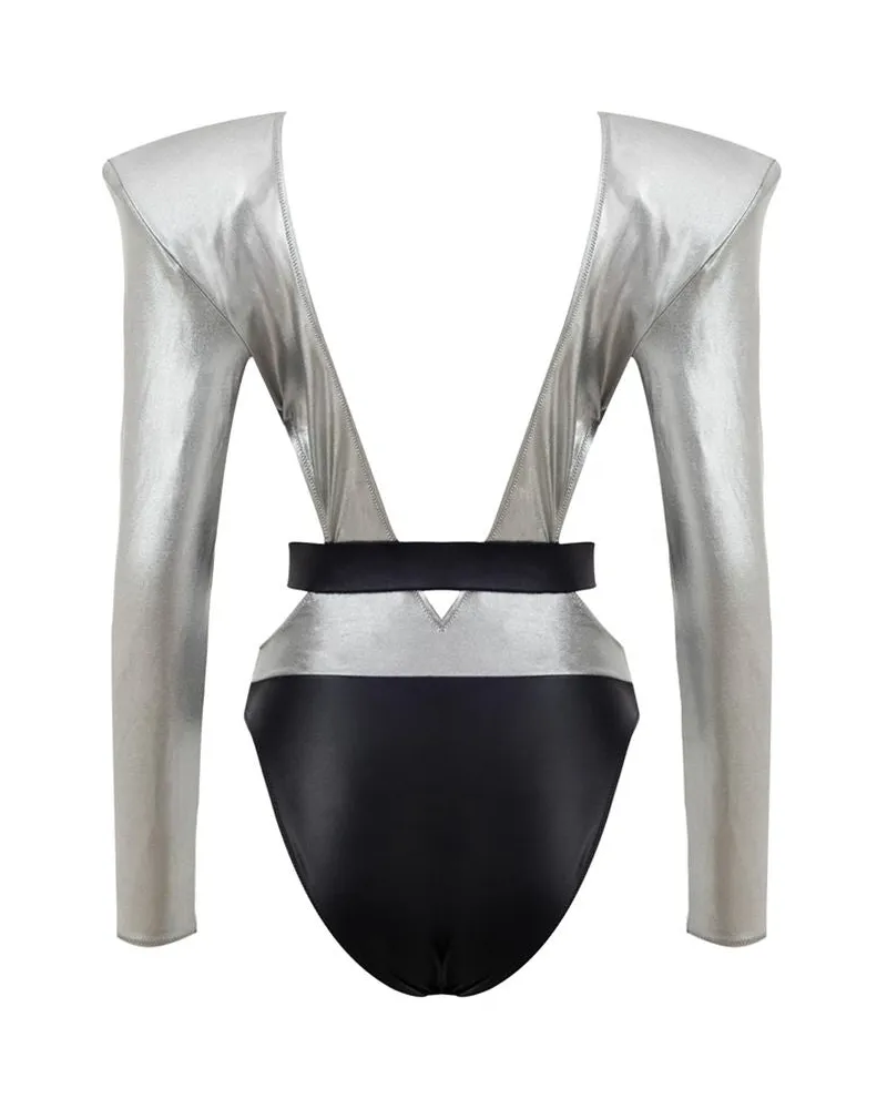 Dolce & Gabbana Women Gray Viscose One-Piece Swimsuit Clothing Silver