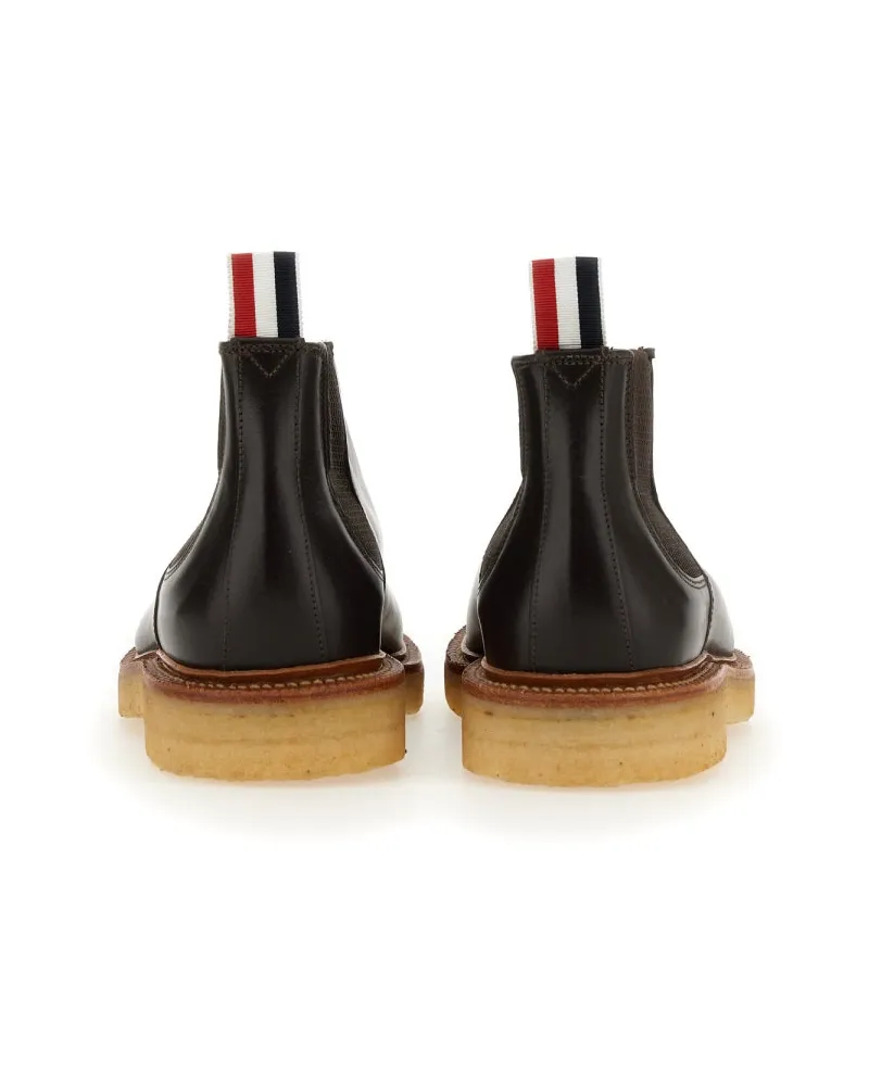 Thom Browne Leather Chelsea Boot — Brown Brown