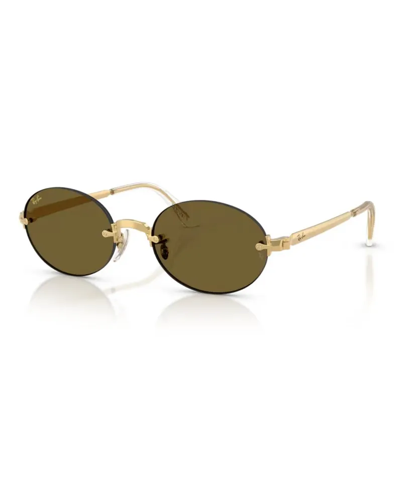 Ray Ban RB392900173 Oval Rimless Sunglasses — Gold Gold