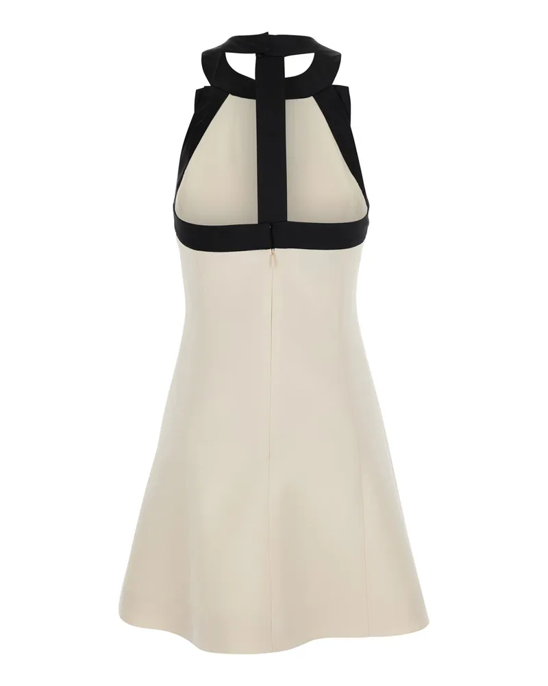 Valentino Garavani Women's Mini Sleeveless Dress White Wool-Silk Blend White