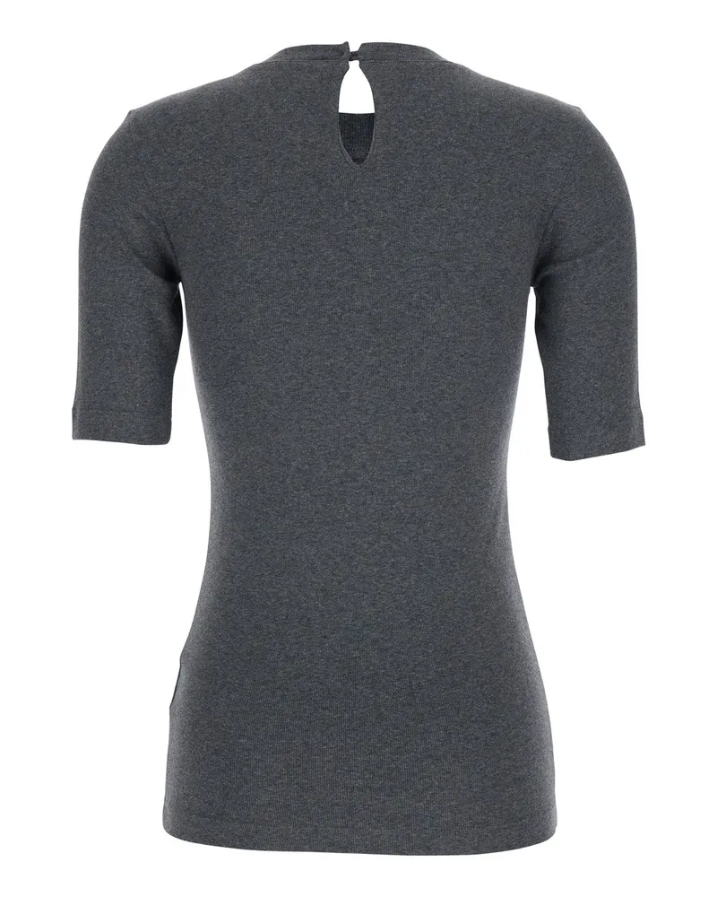 Brunello Cucinelli Women's T-Shirt Round Neck Grey Cotton T-Shirts & Jerseys Gray