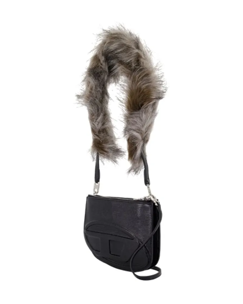 Diesel Women's Calfskin Leather Crossbody Bag Black Black