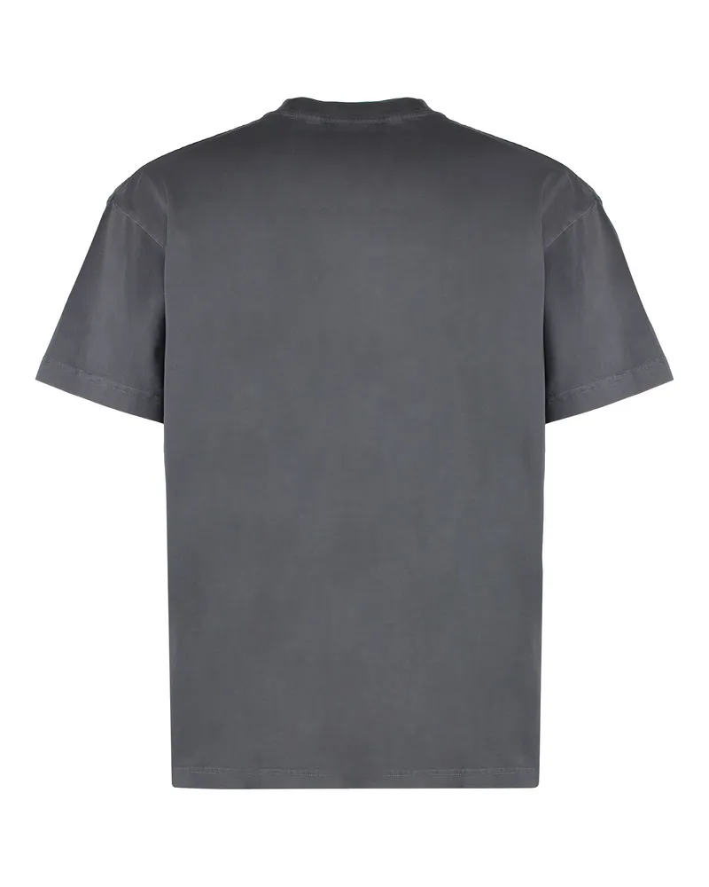Palm Angels Logo-Embroidered Cotton T-Shirt — Gray Gray
