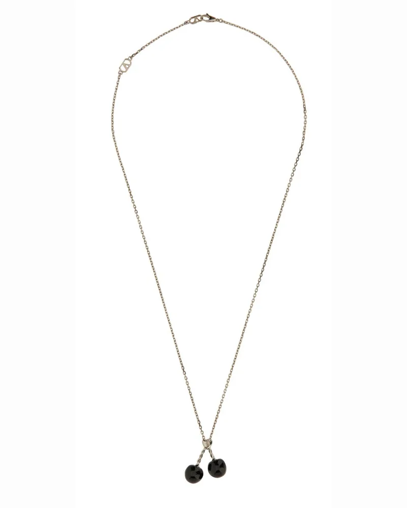 Valentino Garavani Metal and Enamel Necklace — Black Black
