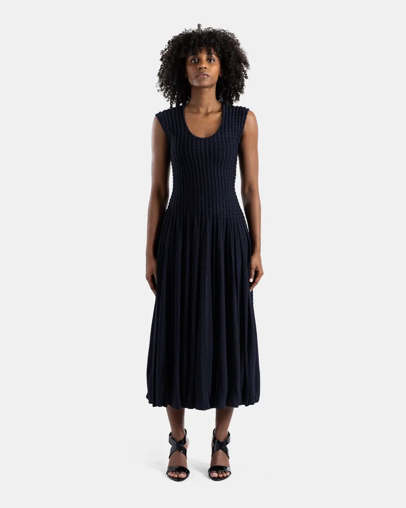 Alaïa Women's Flared Pleated Black Dress Black
