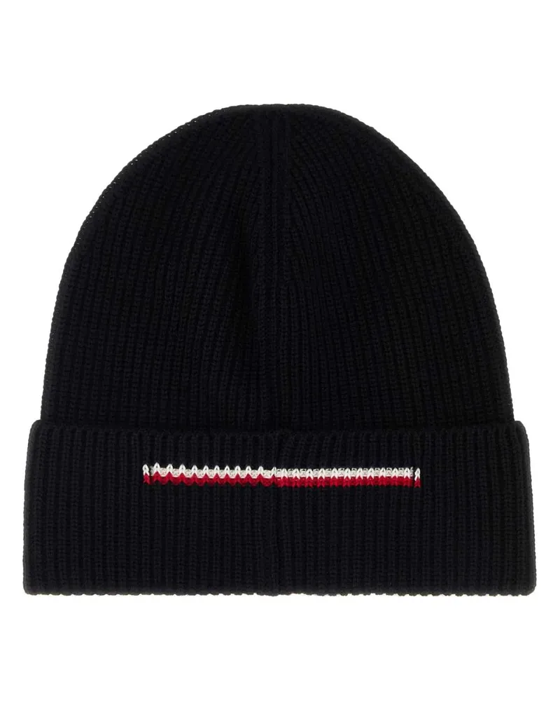Moncler HAT Virgin Wool Ribbed Beanie — Black Black