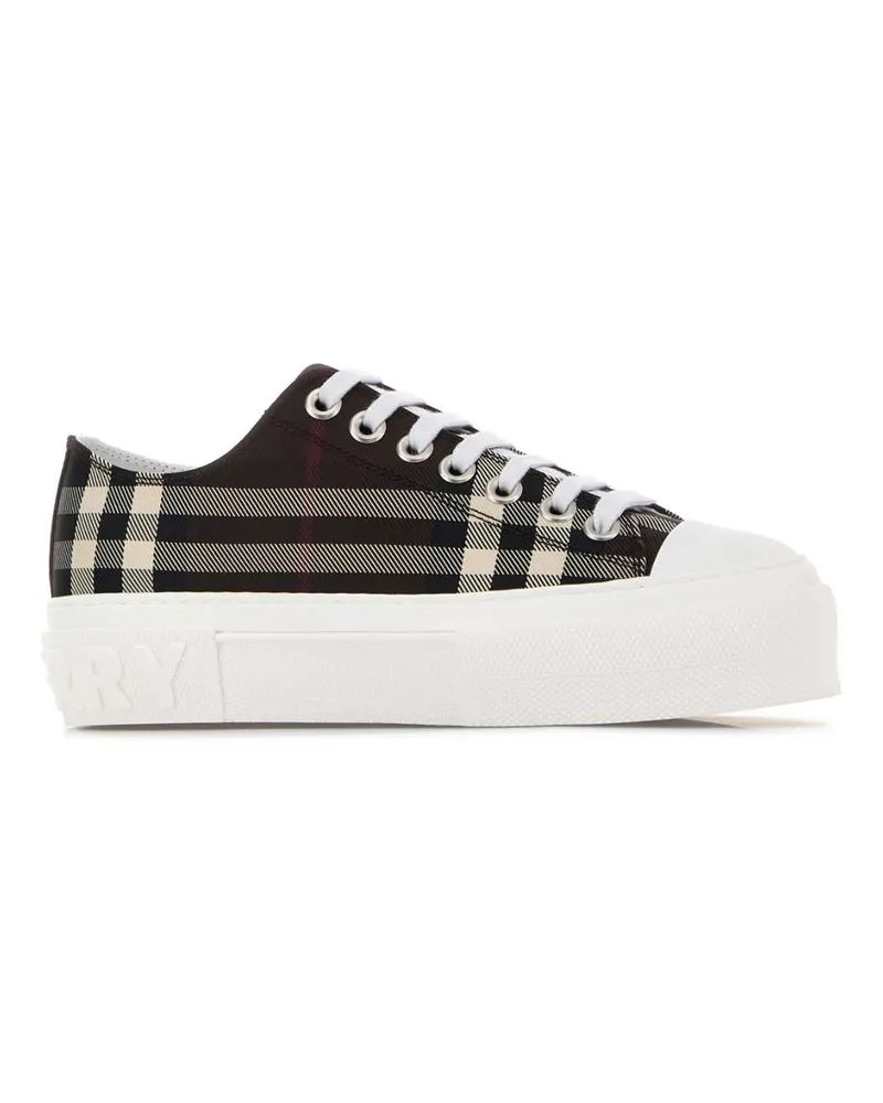 Burberry Women's Embroidered Cavas Sneakers Mahoganyipcheck Multicolor
