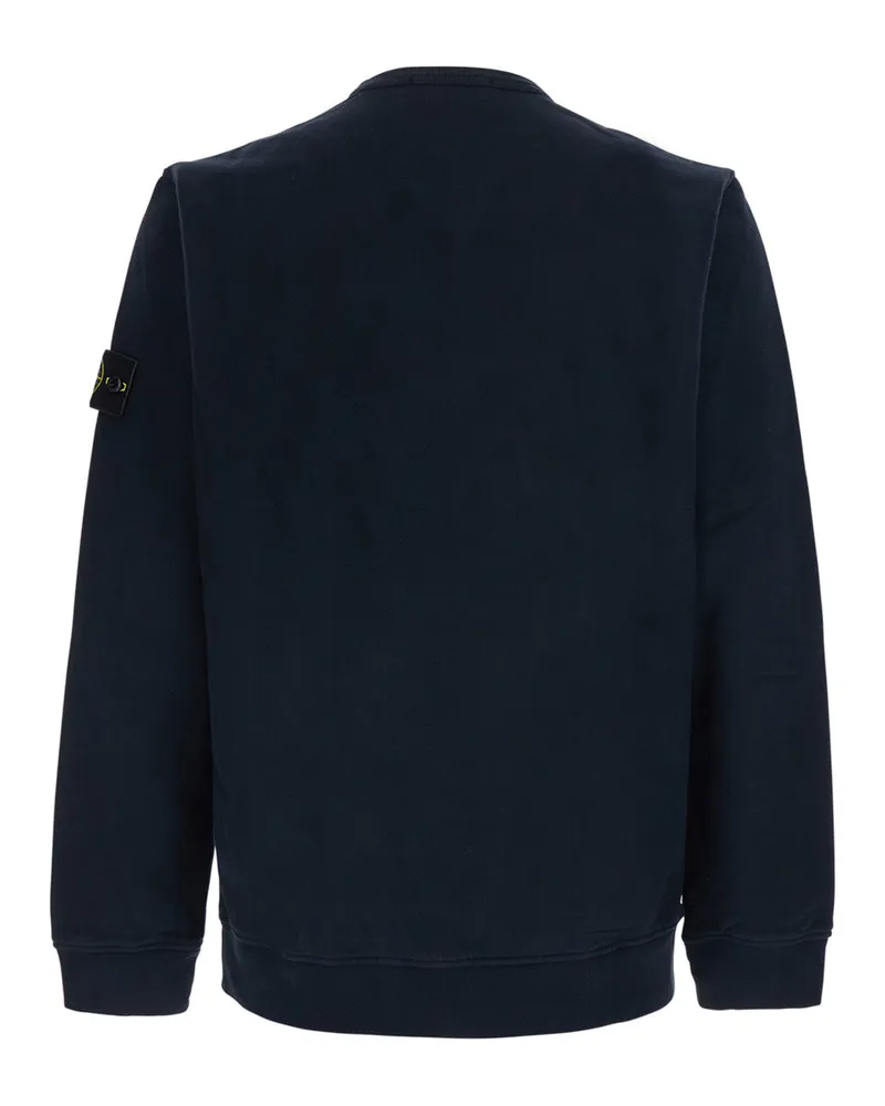Stone Island Men's Hooded Zip-Up Sweatshirt Blue Organic Cotton Sweatshirts Sweater Blue