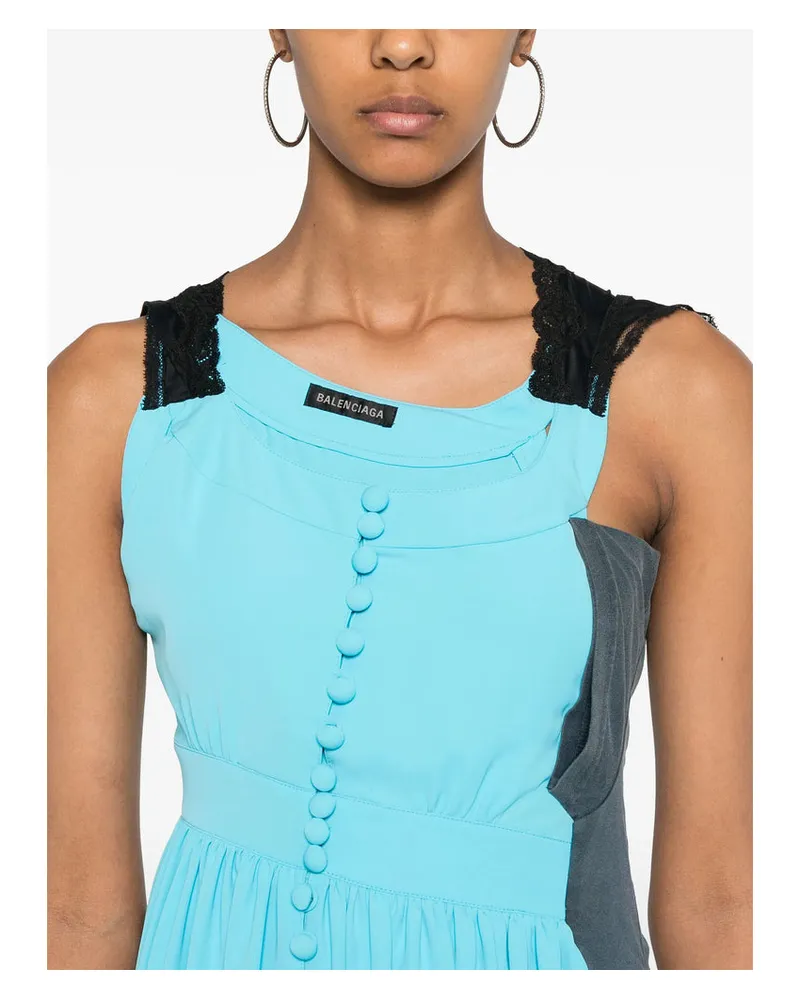 Balenciaga Asymmetric Panelled Dress — Blue Blue