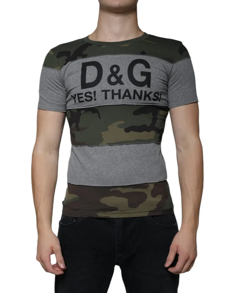 Dolce & Gabbana Men's Multicolor Camouflage Cotton Crew Neck T-Shirt Multicolor