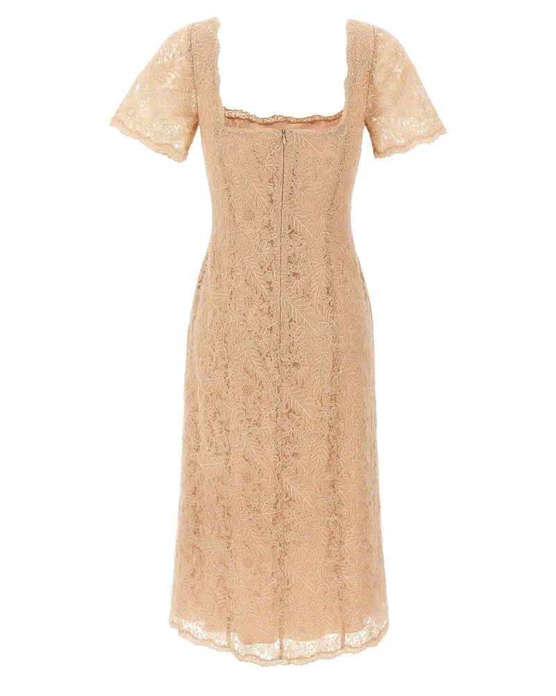 Ermanno Scervino Floral Lace Dress — Beige Beige