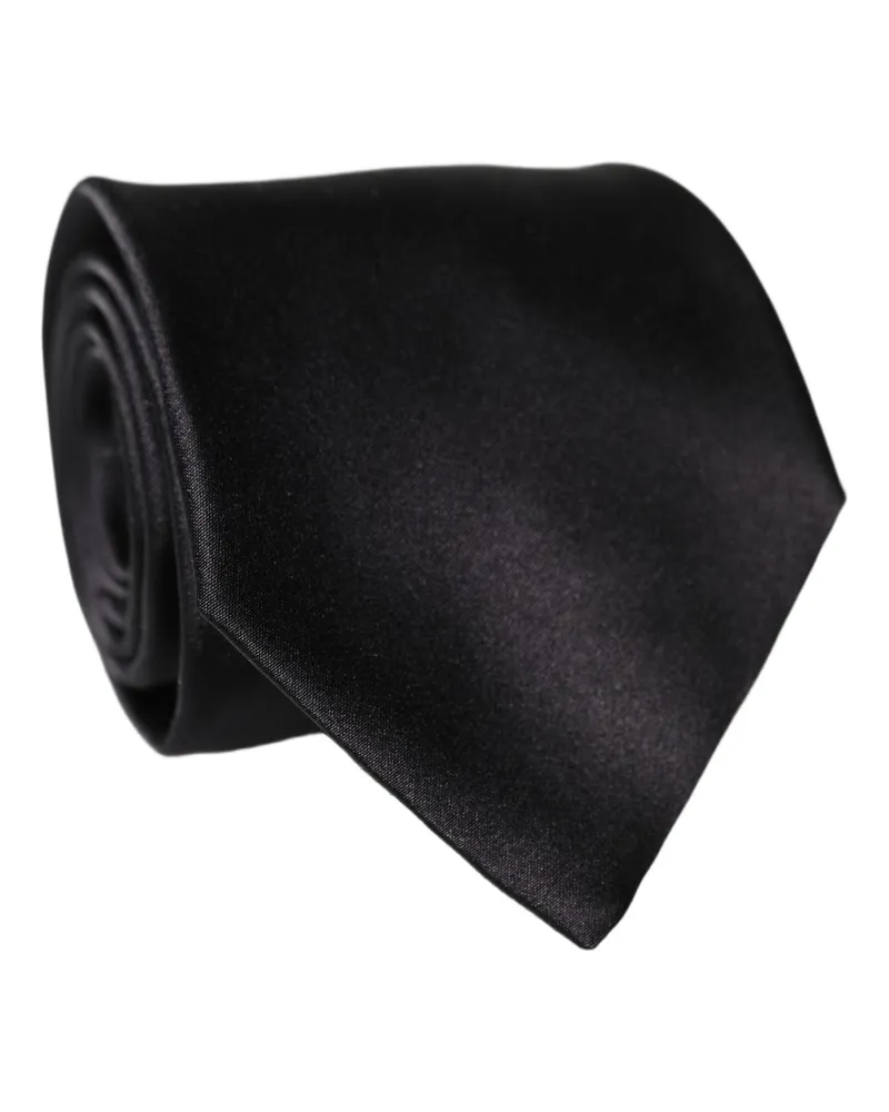 Dolce & Gabbana Brown Logo Embroidery Silk Adjustable Men Necktie Tie Brown
