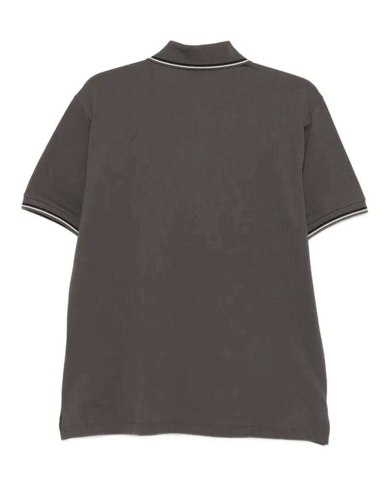 Emporio Armani Logo-Embroidered Cotton Polo — Charcoal Charcoal