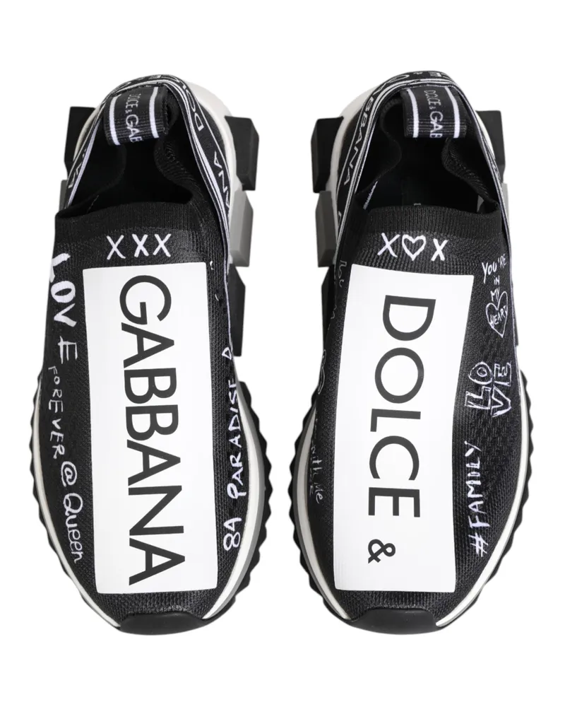 Dolce & Gabbana Women's Black White Sorrento Low Top Sneakers Shoes Black-White Polyester Nylon Elastane Black/white Black