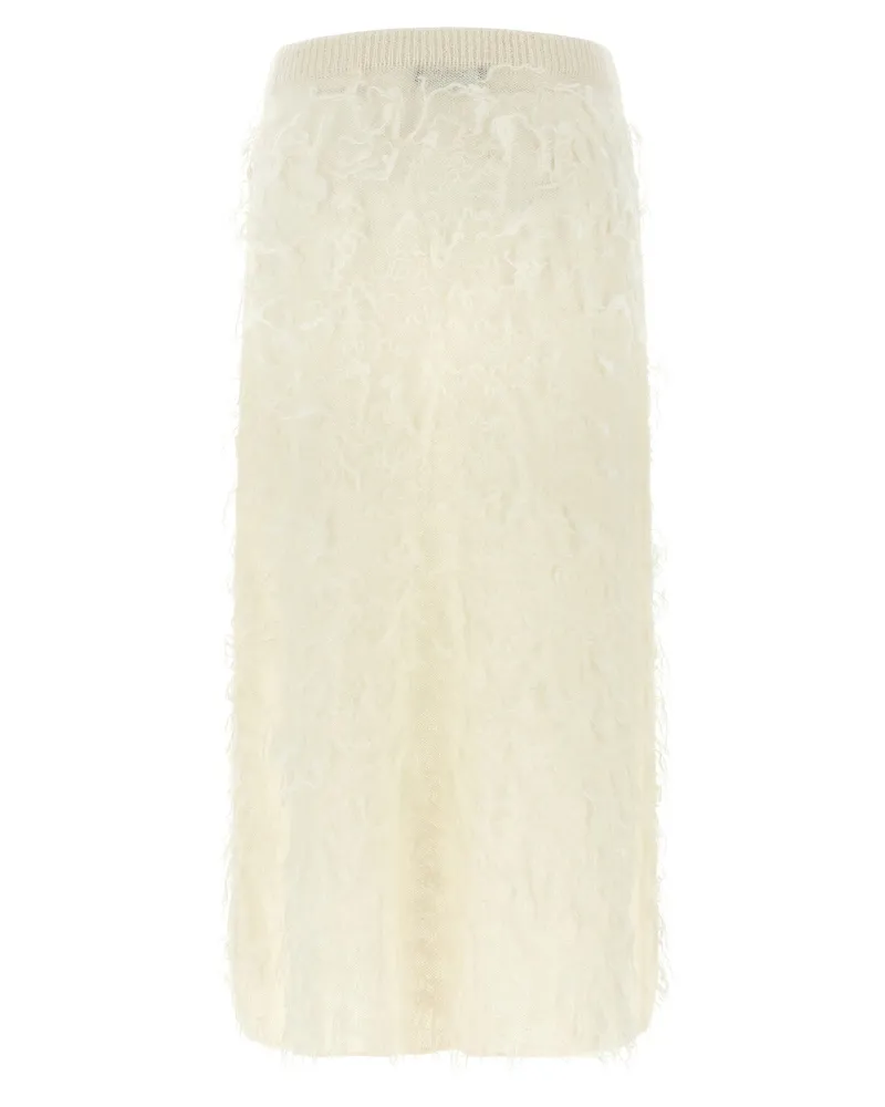 Fabiana Filippi Brushed Mohair-Blend Midi Skirt — Cream Cream