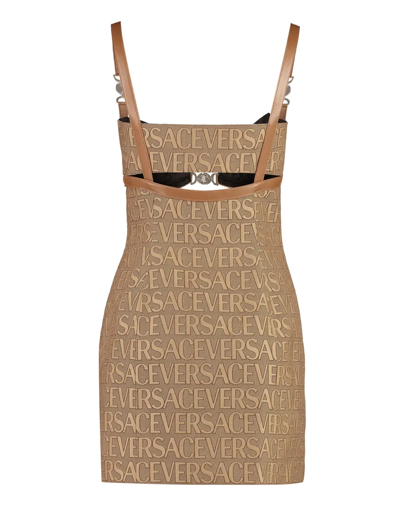 Versace Women's Jaquard Mini Dress Beige Polyester Beige