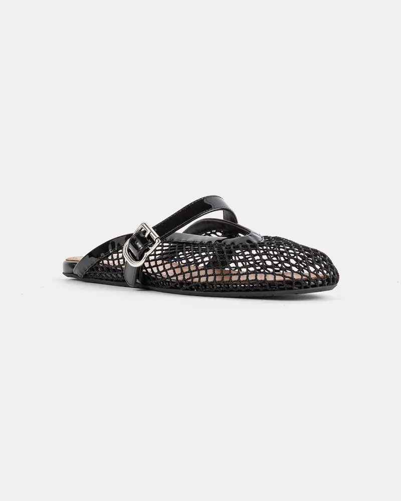 Alaïa Women's Flat Black Mesh Mules Sandal Black