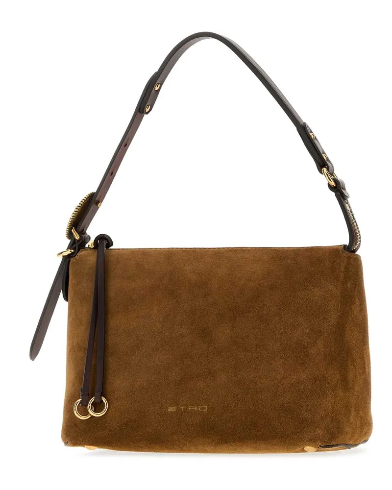 Etro Suede Shoulder Bag — Brown Brown