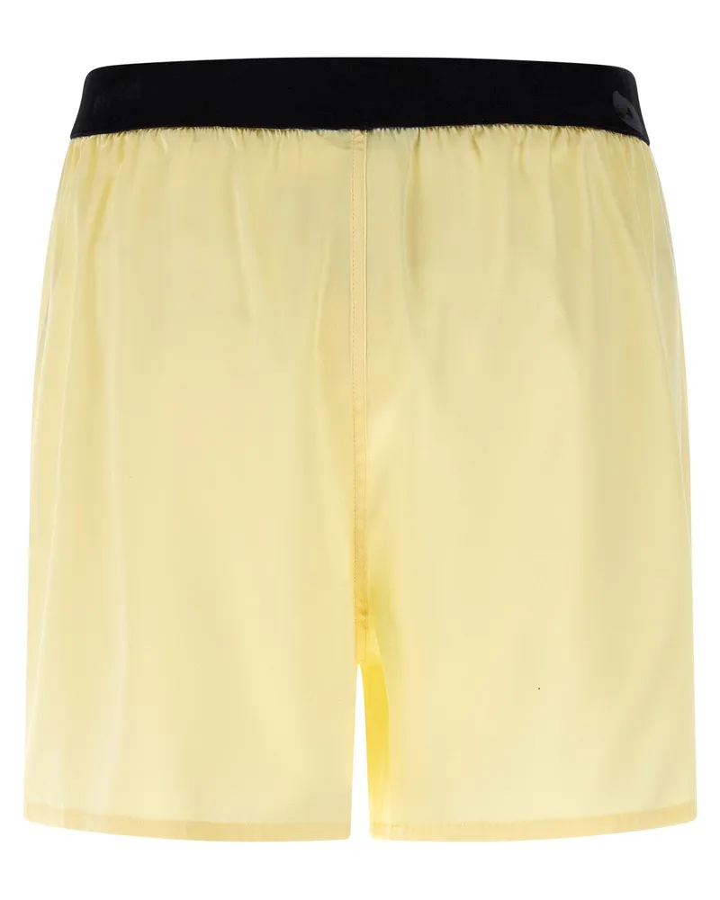 Tom Ford Stretch Silk Satin Shorts — Yellow Yellow