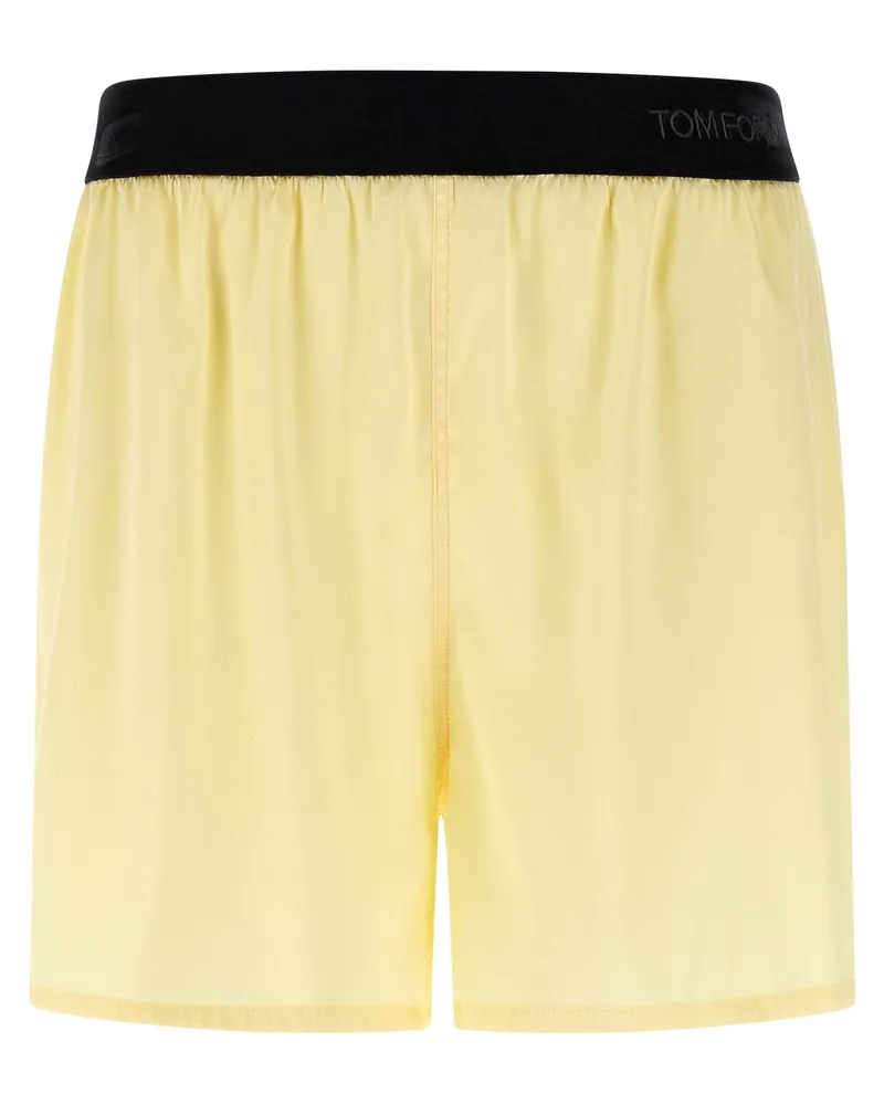 Tom Ford Stretch Silk Satin Shorts — Yellow Yellow