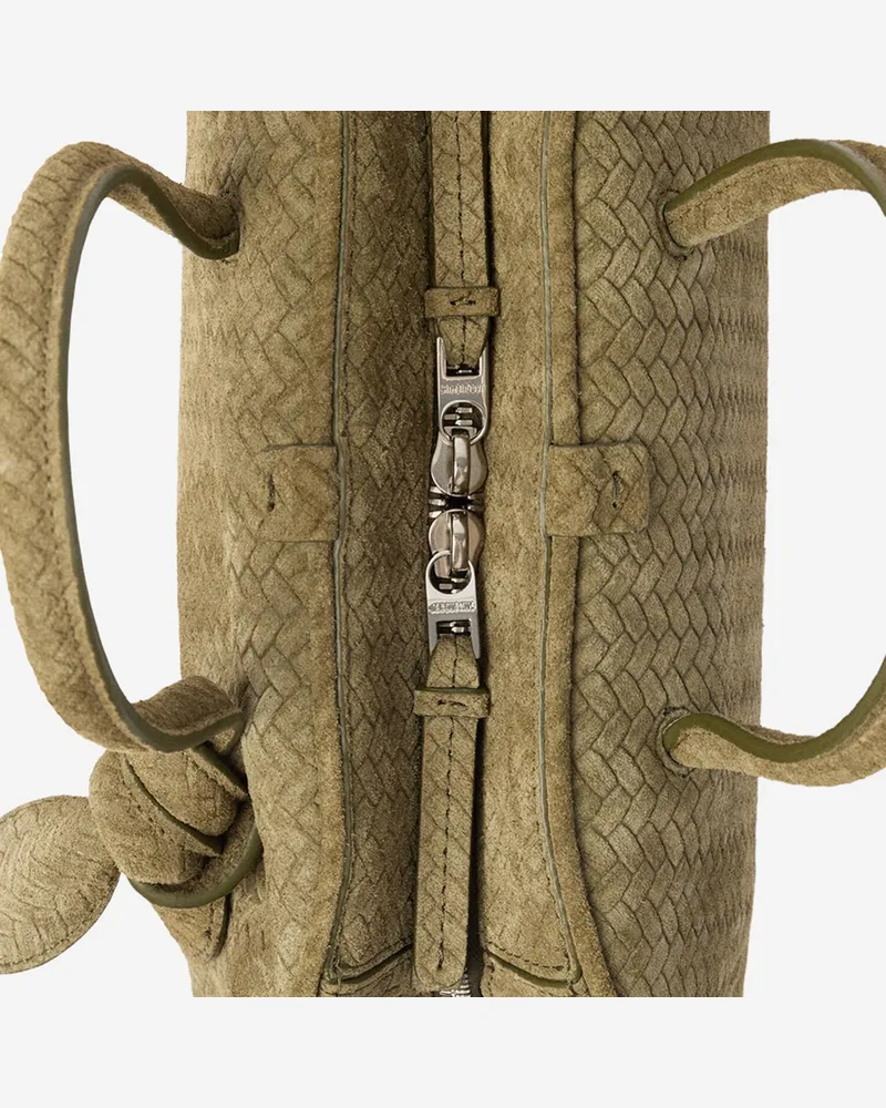 Jacquemus Herringbone Calfskin Shoulder Bag — Khaki Khaki