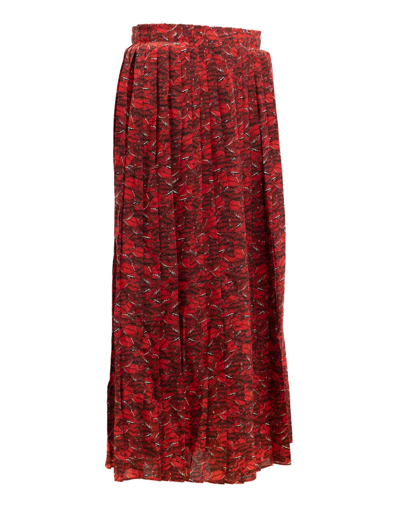 Valentino Garavani Women Midi Red Skirt With Black And White Details Red