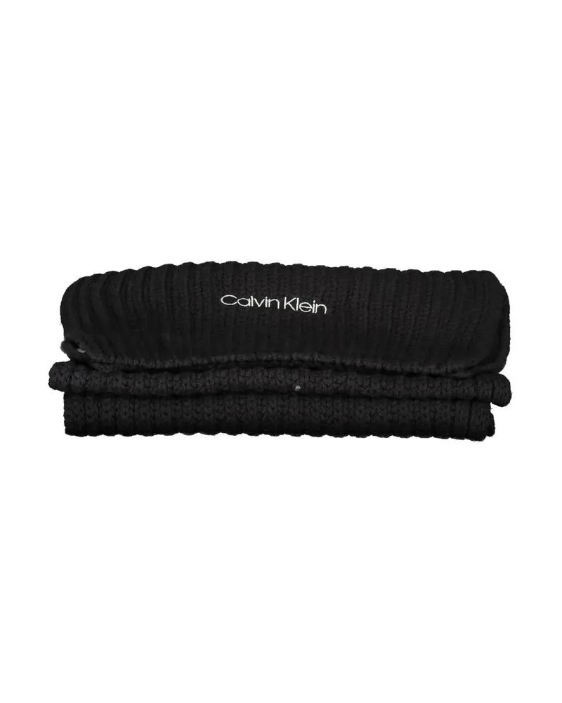 Calvin Klein Cotton-Blend Knit Scarf — Black Black