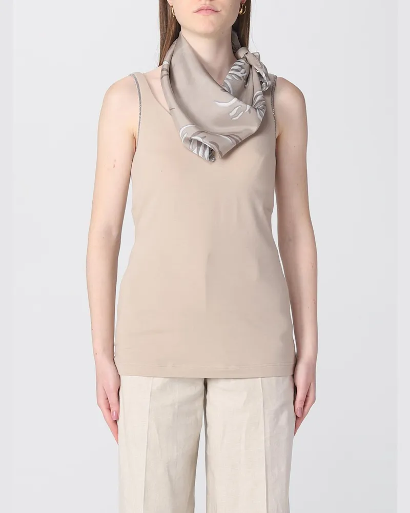 Brunello Cucinelli Womens Beige Silk Floral Scarf Accessories & Slg Beige