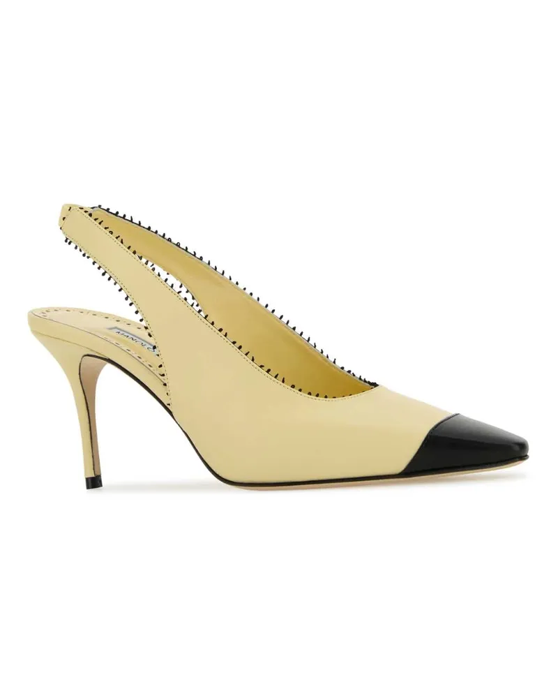 Manolo Blahnik Women's Pastel Yellow Nappa Leather Gaius Pumps Blcklyel Scarpe Con Tacco Yellow