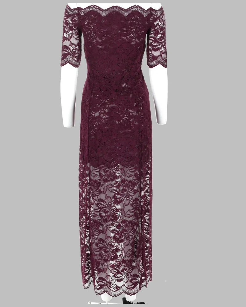 Paco Rabanne Layered Lace Midi Dress — Burgundy Burgundy