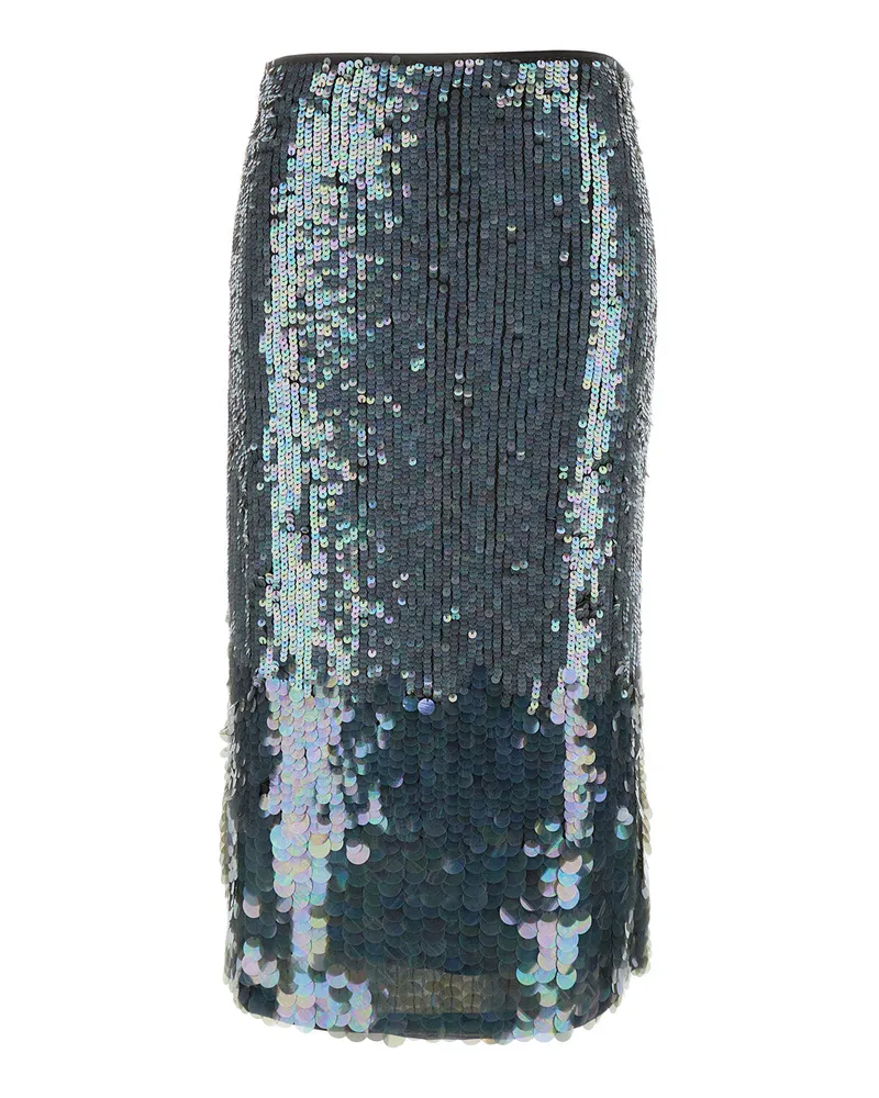 P.A.R.O.S.H. Women's Midi Grey Skirt With Sequins Metallic Polyamide Gray