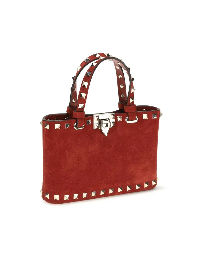 Valentino Garavani Women's Rockstud Top Handle Bag Red Calf Leather Bos Red