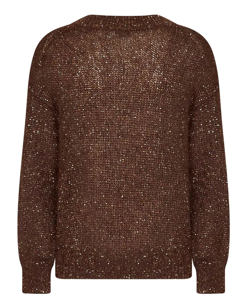 Brunello Cucinelli Women's Cotton Knit Sweater Dark Chocolate Brown Brown