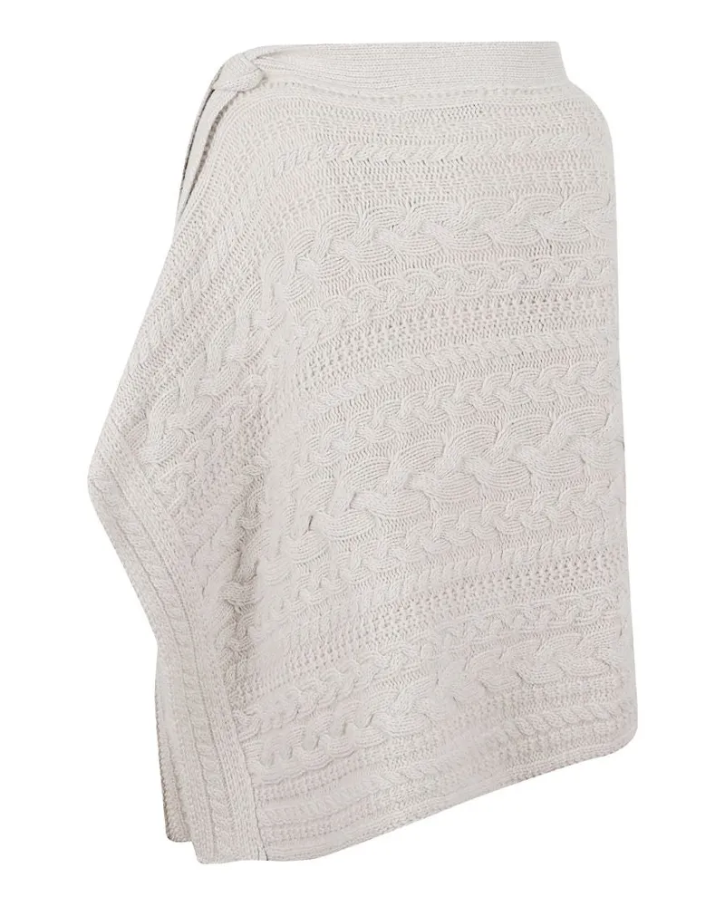 Ermanno Scervino Cable-Knit Cape — Cream Cream