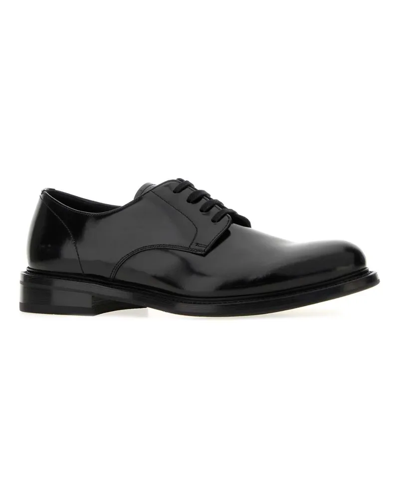 Prada Men's Black Leather Lace-Up Shoes Nero Scarpe Stringate Black