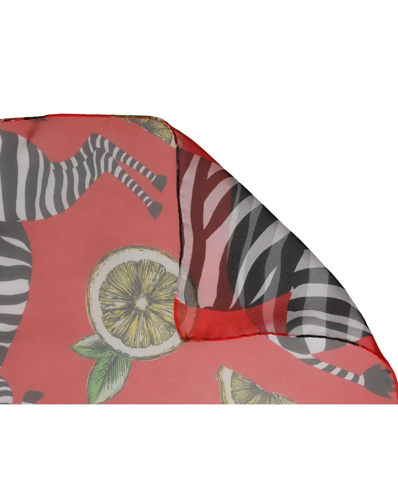 Dolce & Gabbana Women's Red Zebra Print Silk Wrap Shawl Stole 200cm X 132cm Scarf Red