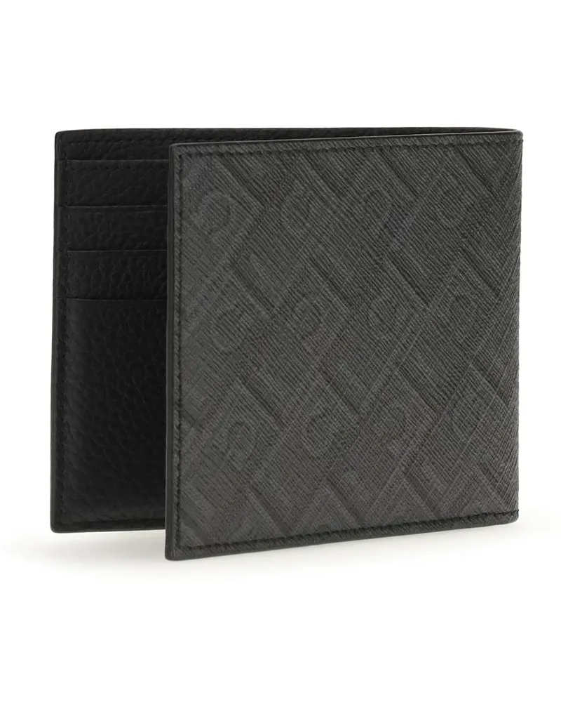 Ferragamo Men's Monogram Wallet Grey Patterned Medium Calf Leather Bos Taurus Gray