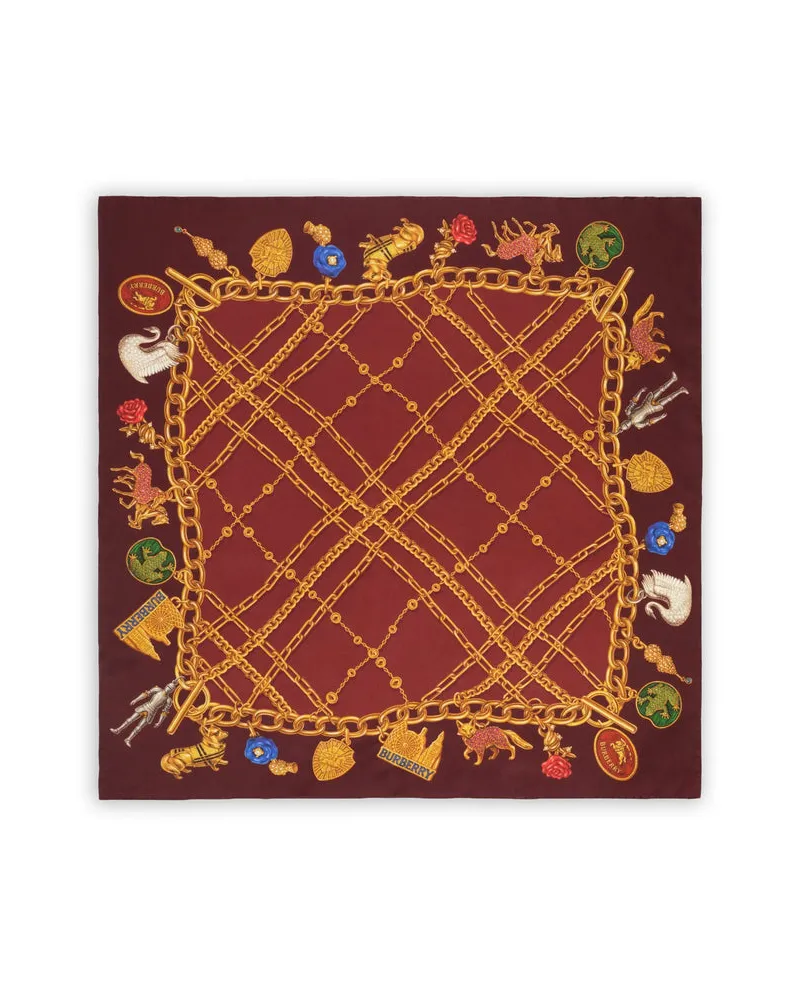 Burberry Check Square Scarf — Red Red