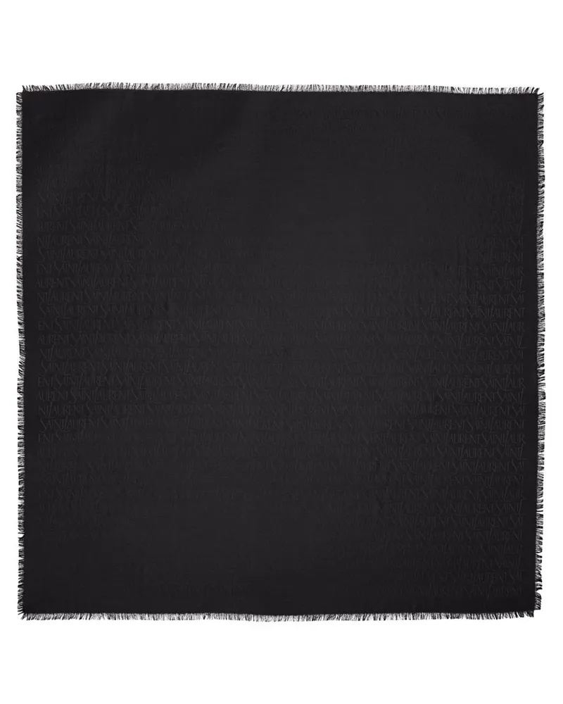 Saint Laurent Square Silk Scarf — Black Black