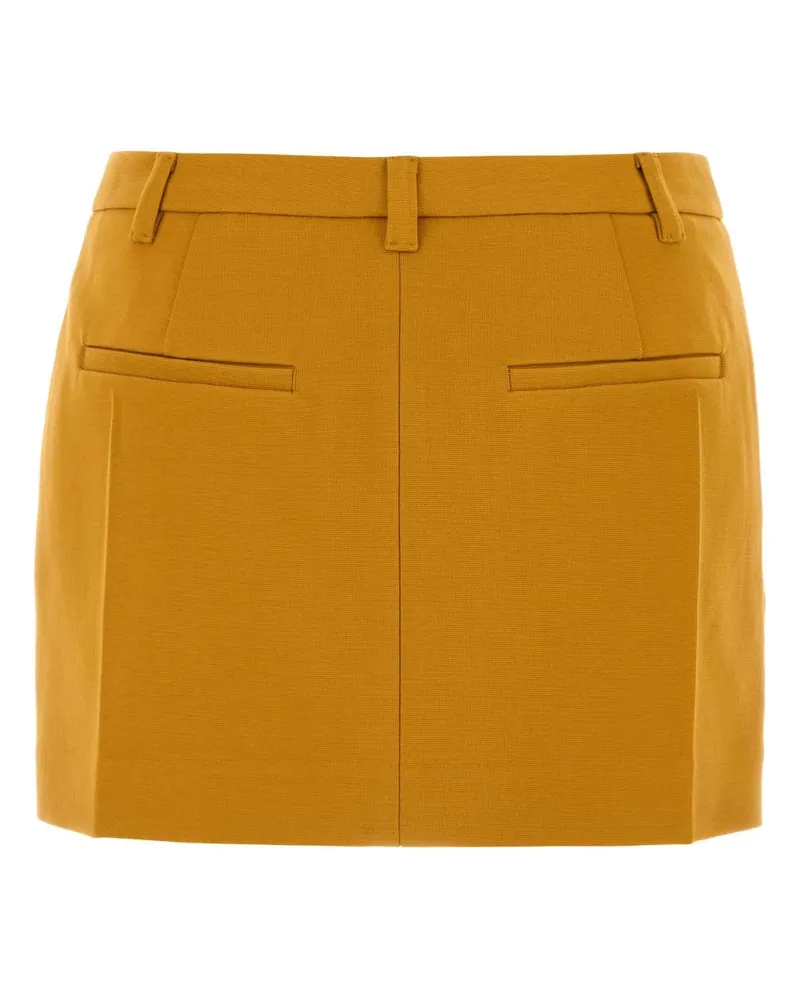 Miu Miu Women's Pastel Orange Stretch Viscose Blend Mini Skirt Senape Gonne Yellow