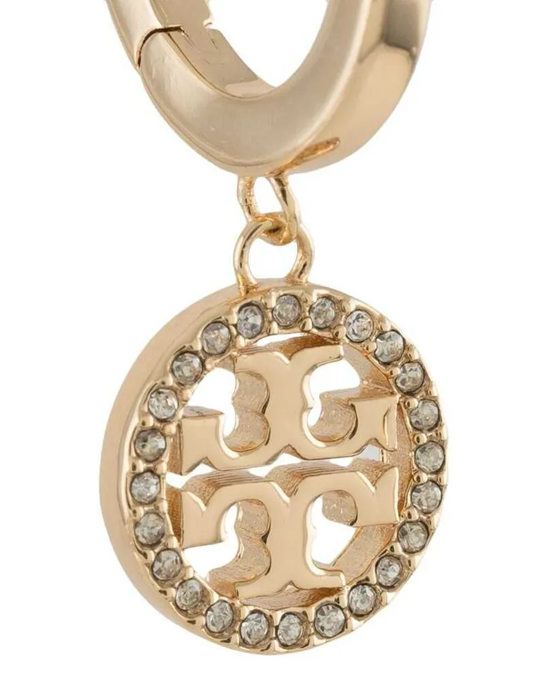 Tory Burch Women's Hoop Earrings Icon Metallic Brass Gold