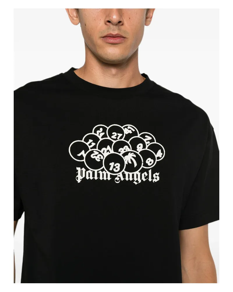 Palm Angels Logo-Embroidered Graphic T-Shirt — Black Black