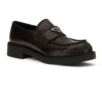 Men's Brushed Leather Loafers With Triangle Logo Teak