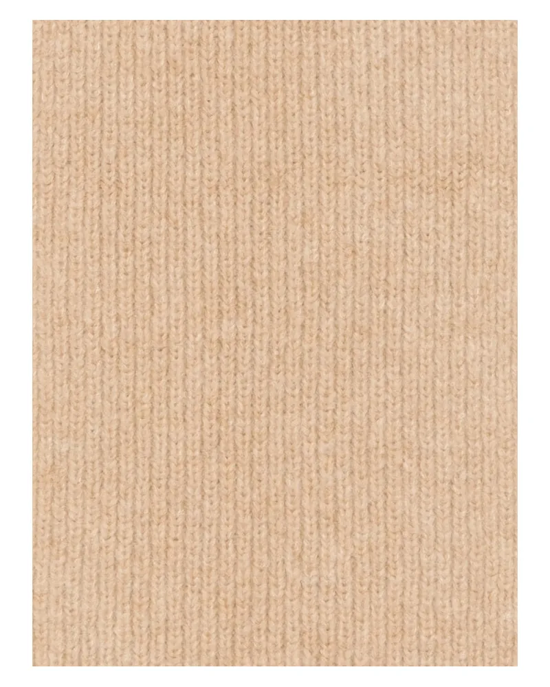 Dries van Noten Ribbed Knit Alpaca Wool Scarf — Beige Beige