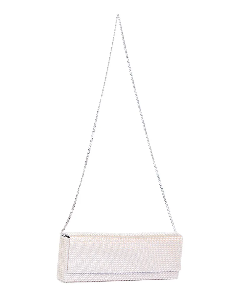 Amina Muaddi Women's Clutch Amini Paloma Grey Satin Bags Gray