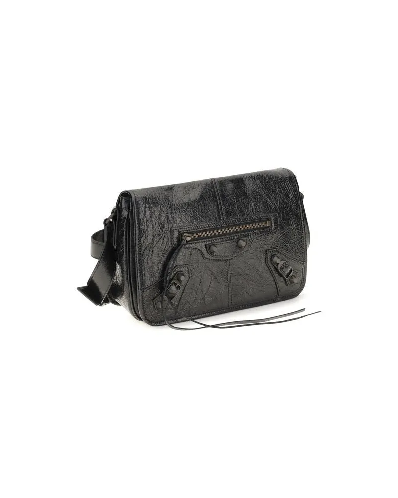 Balenciaga Men's Black Lamb Ovis Aries Shoulder Bag Black