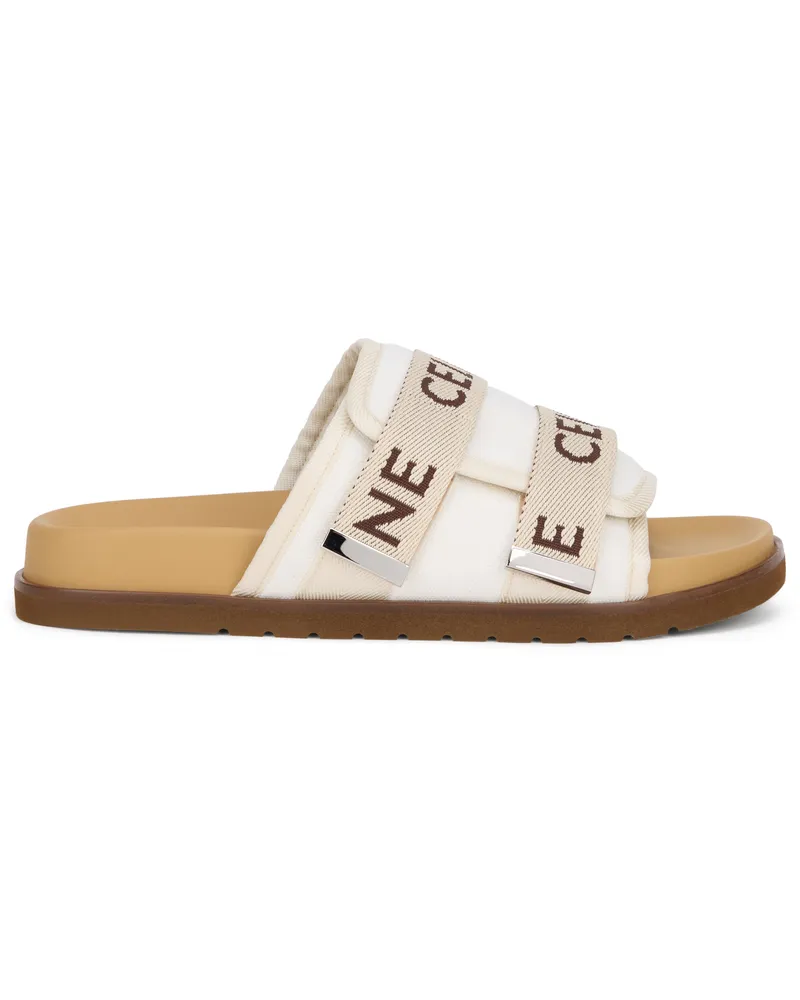 Celine Men's Slides Pitea Cream Fabric Cotton Flip Flops Cream