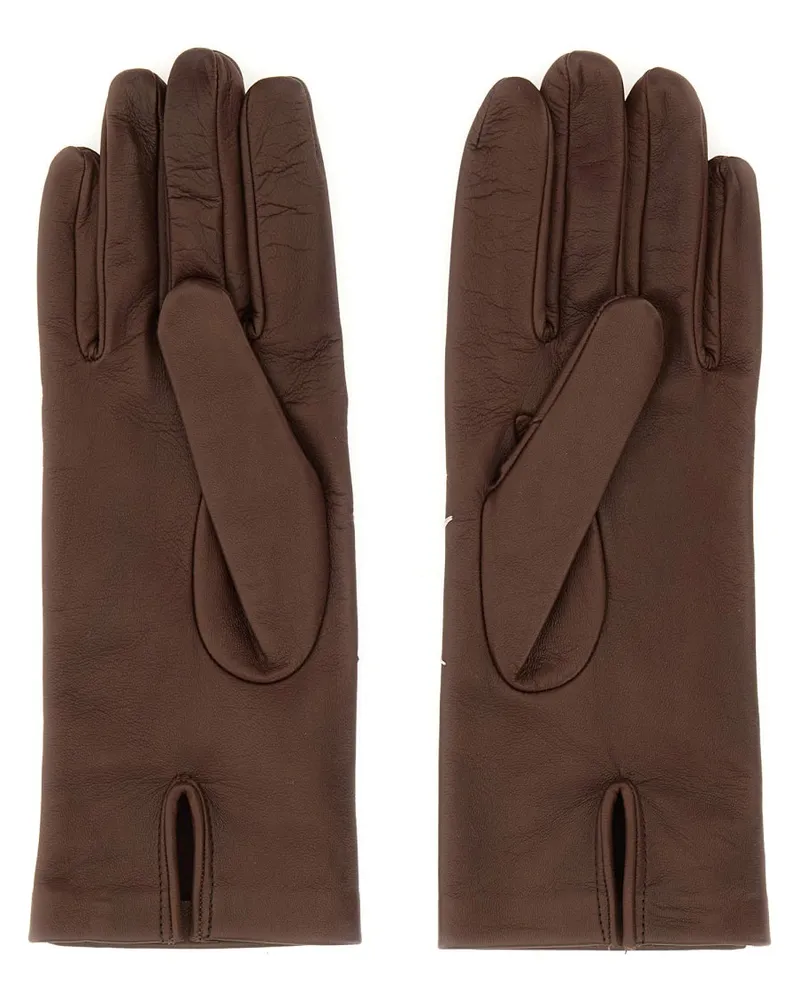 Maison Margiela Leather Gloves — Brown Brown