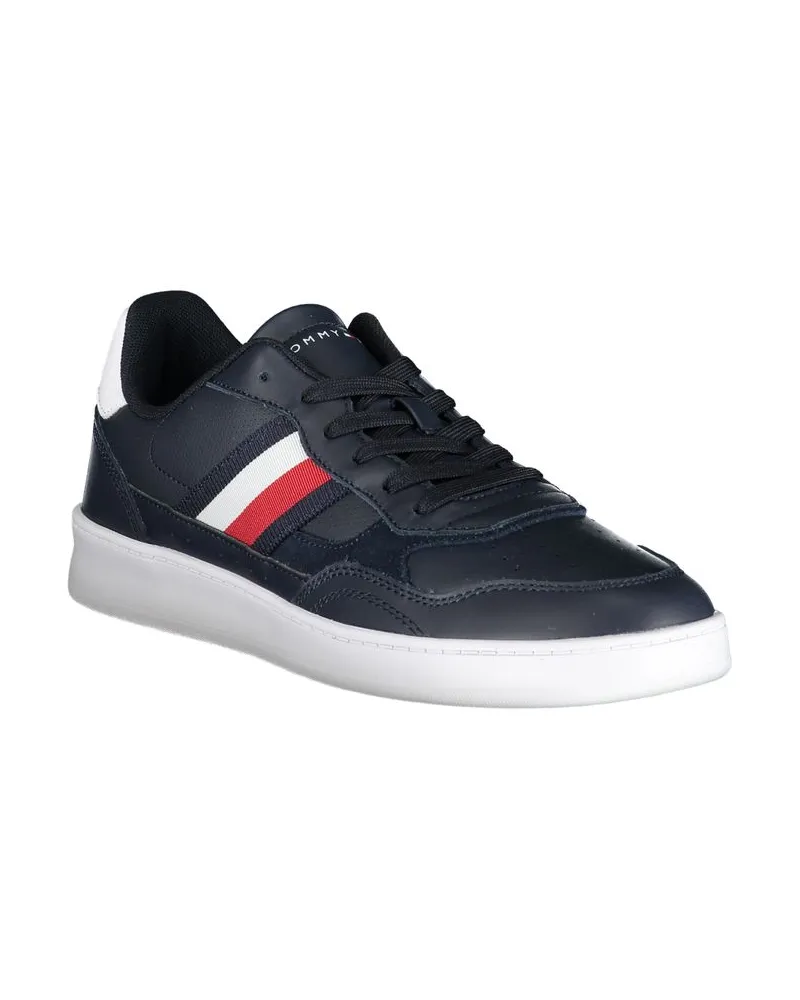 Tommy Hilfiger Contrast-Stripe Leather Sneaker — Blue Blue