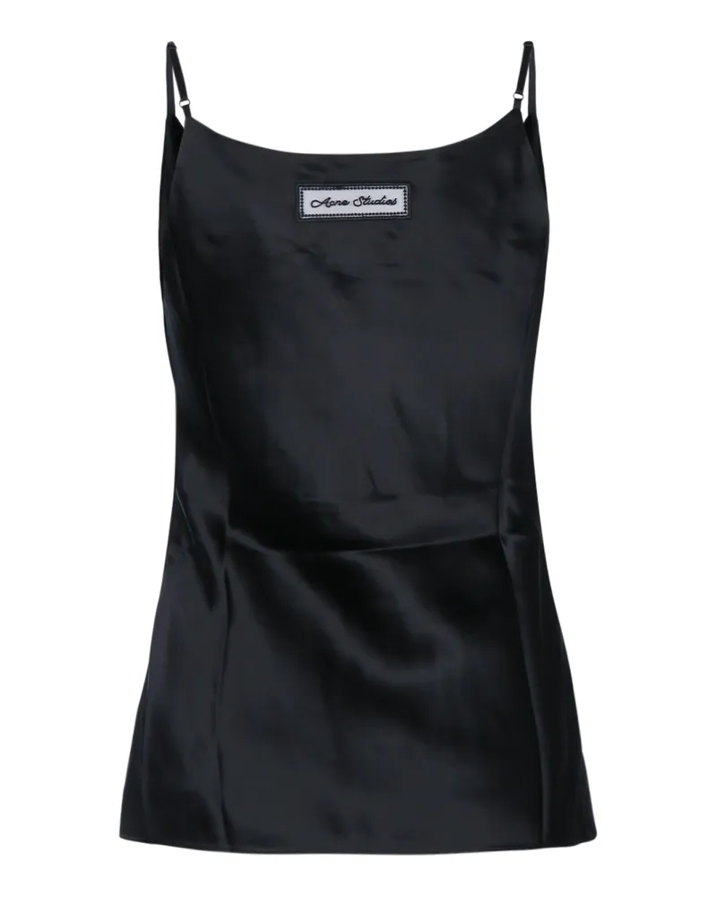 Acne Studios Wrap-Draped Viscose Tank Top — Black Black